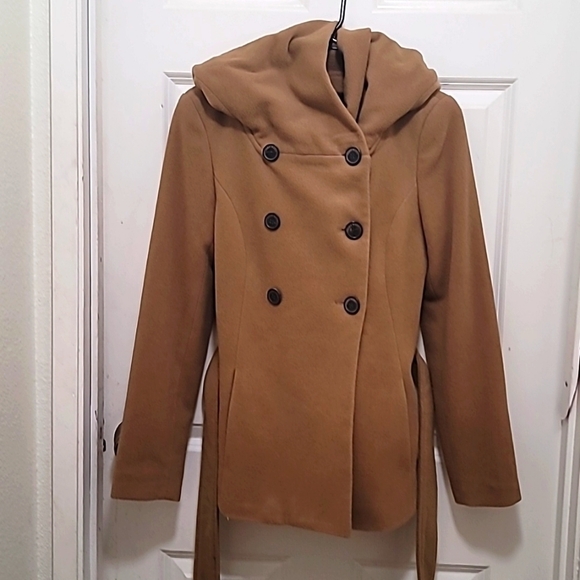 ZARA BASIC WOMEN'S WOOL HOODIE MID-LENGTH IN BROWN SIZE SMALL - Picture 9 of 14